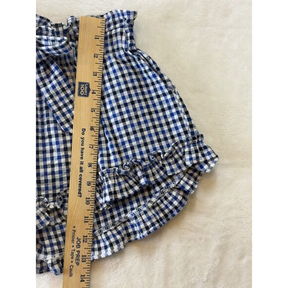 Misa Los Angeles Lynn Shorts Womens XS Blue Multi Check Ruffle Bow Elastic Waist - Picture 10 of 14